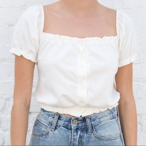 Brandy melville white top (mira button top)